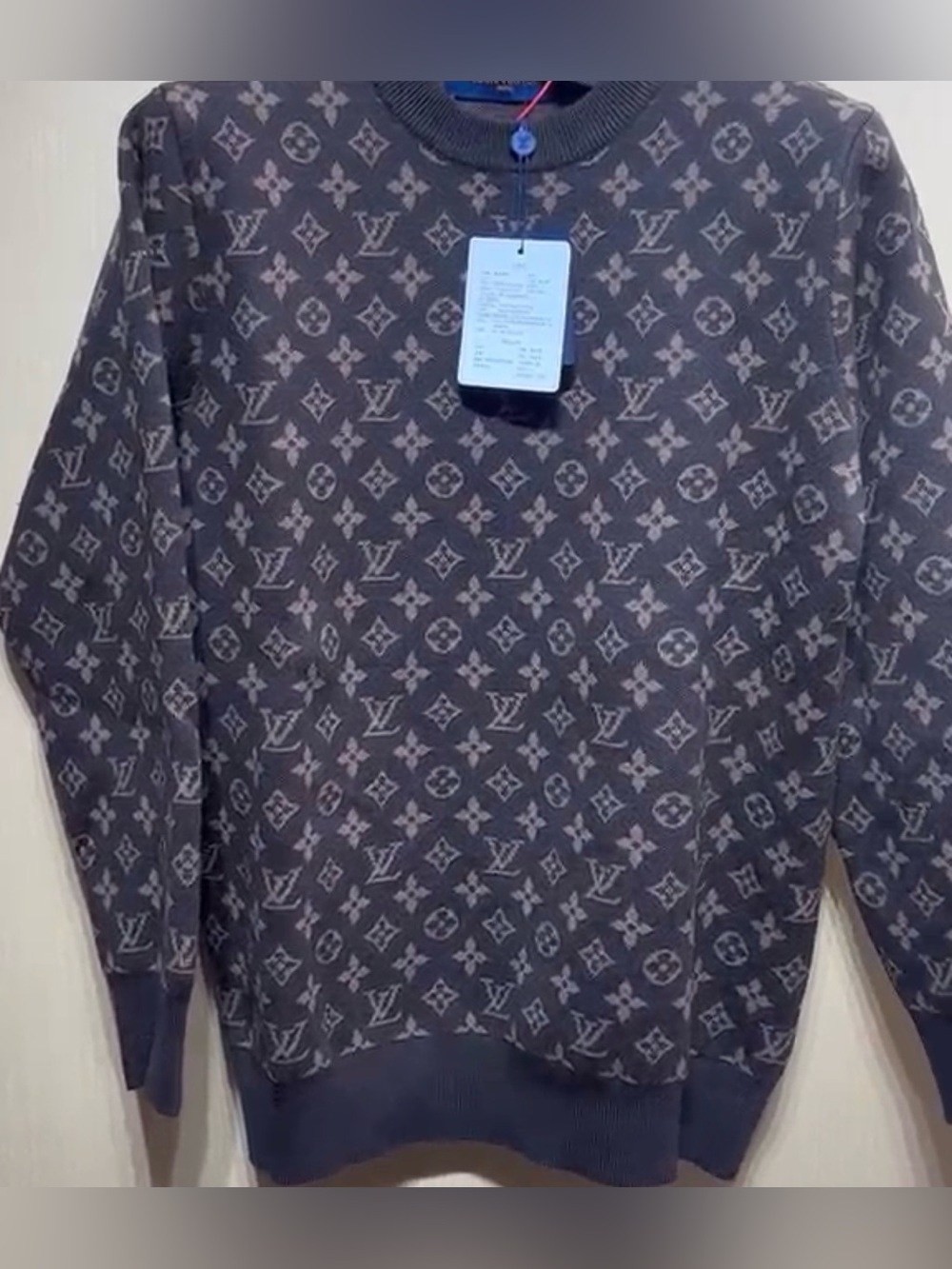 Louis Vuitton Men's Monogram Crewneck Sweater - Dark Brown/Beige L